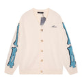AMRI Cotton V-Neck Bones Cardigan Sweater Apricot