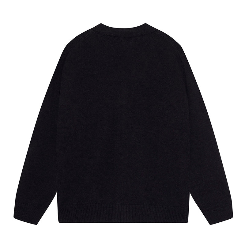 AMRI Cotton V-Neck Bones Cardigan Sweater Black