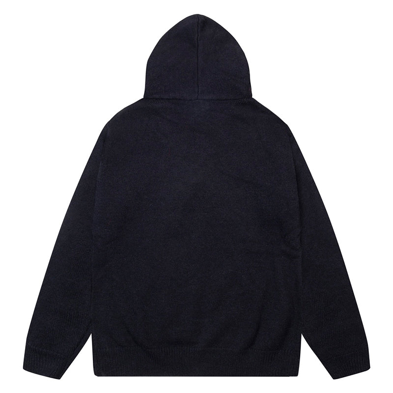 AMRI Black Core Knitted Sweater Hoodie