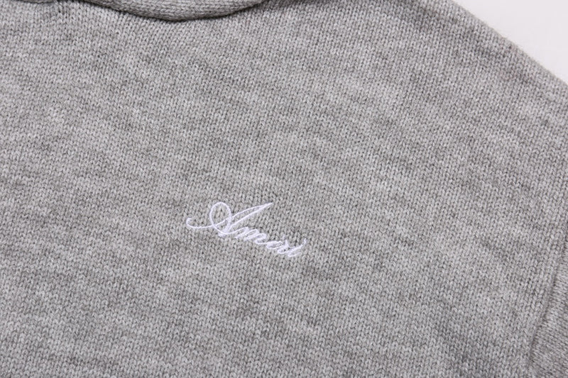 AMRI Grey Core Knitted Sweater Hoodie