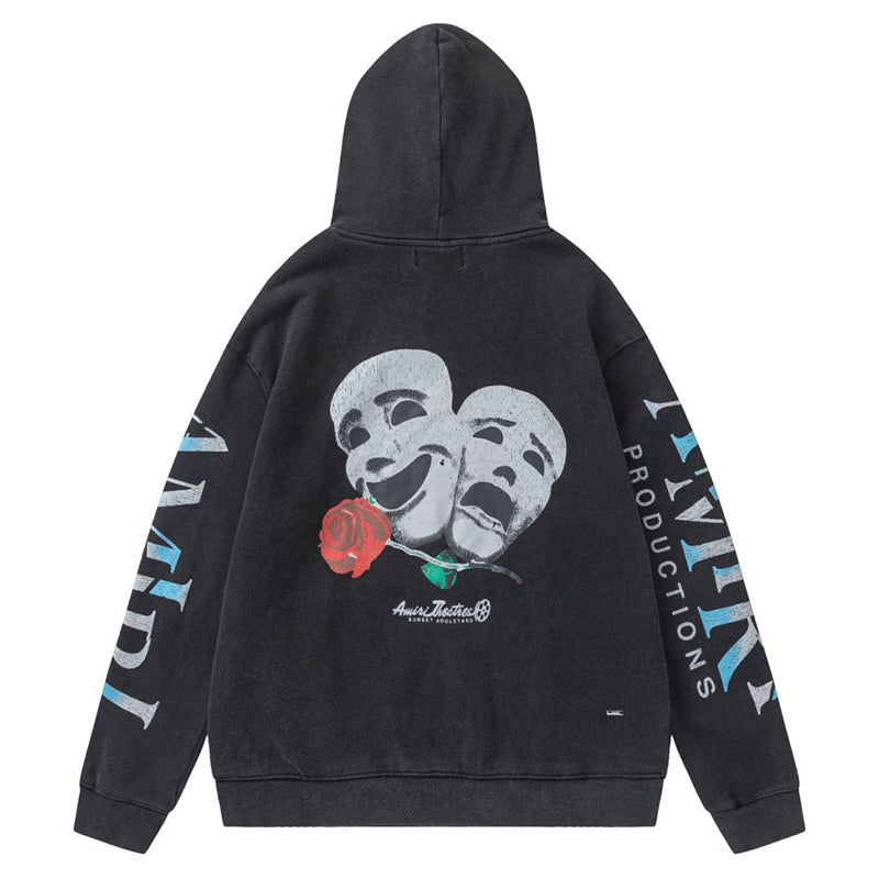 AMRI Theater Masks Print Cotton Hoodie