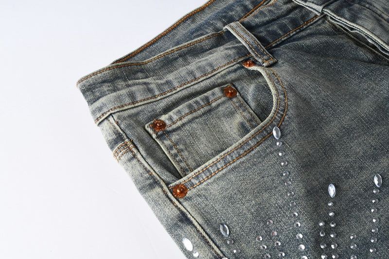 Purple Brand Crystal Diamond Jeans #9122