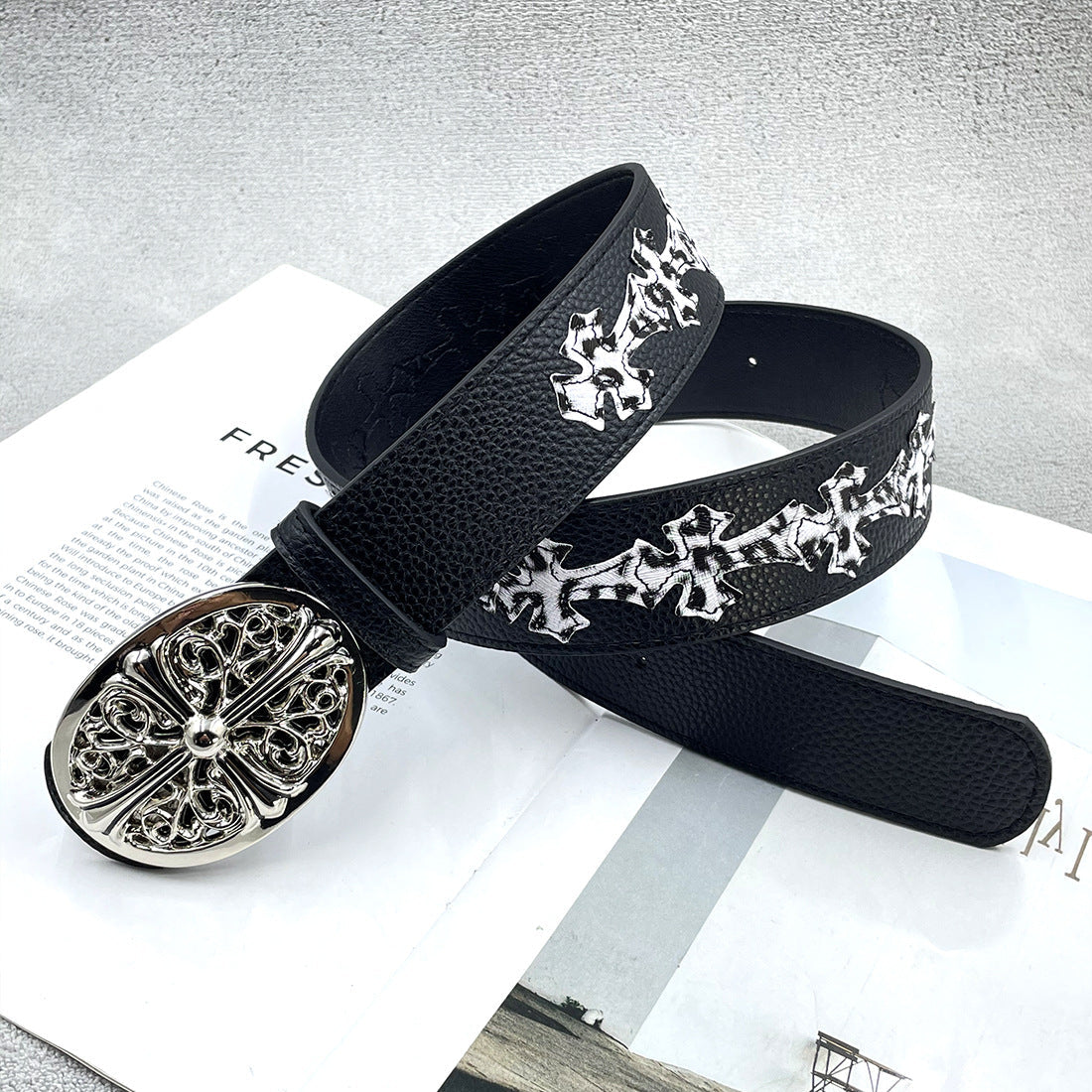 Chh Chrome heart belt with jeans y2k